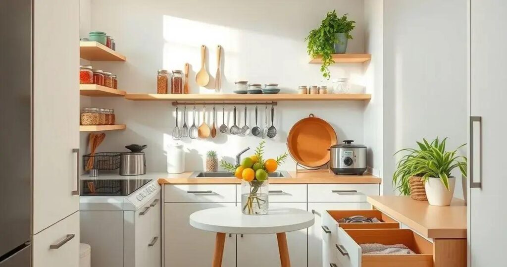 organização de cozinha pequena