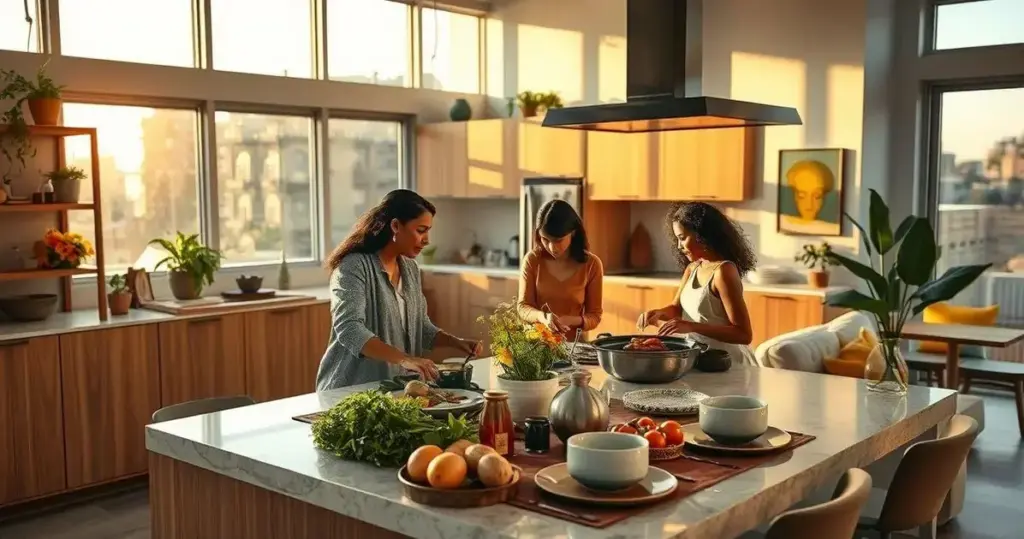 Cozinha americana com sala