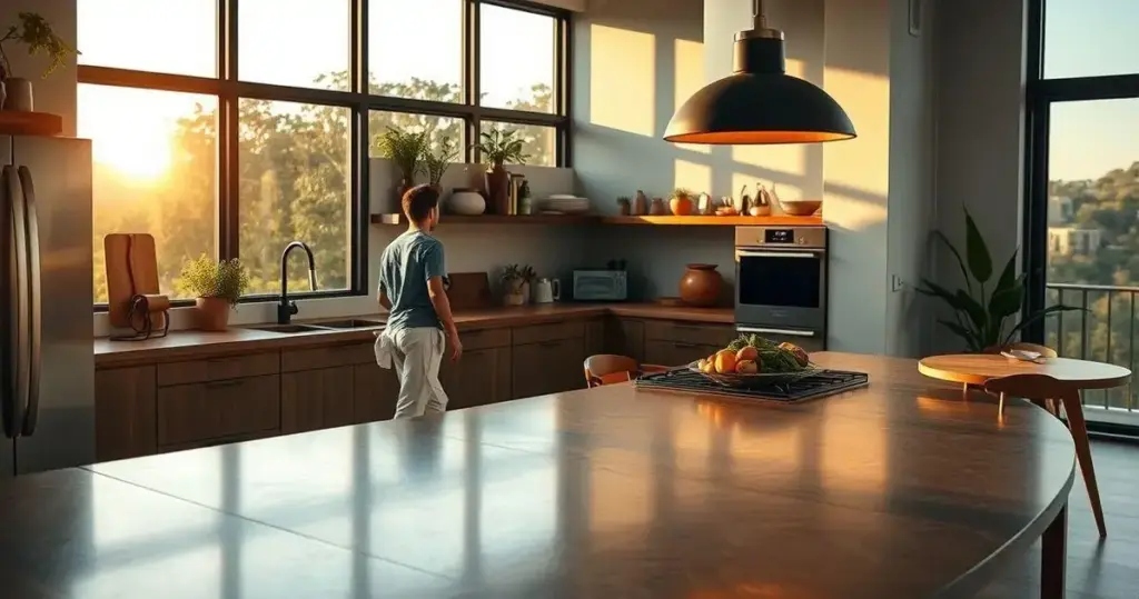 cozinha com cimento queimado